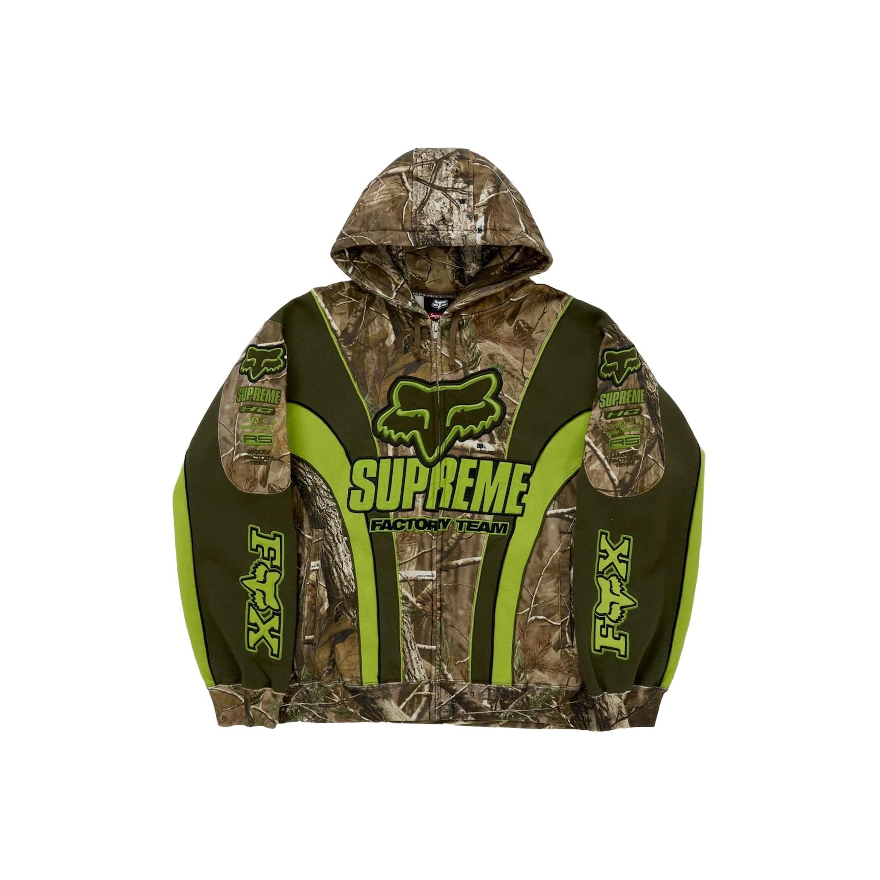 Supreme Fox Racing Zip Up Hooded Sweatshirt - Realtree Hardwoods