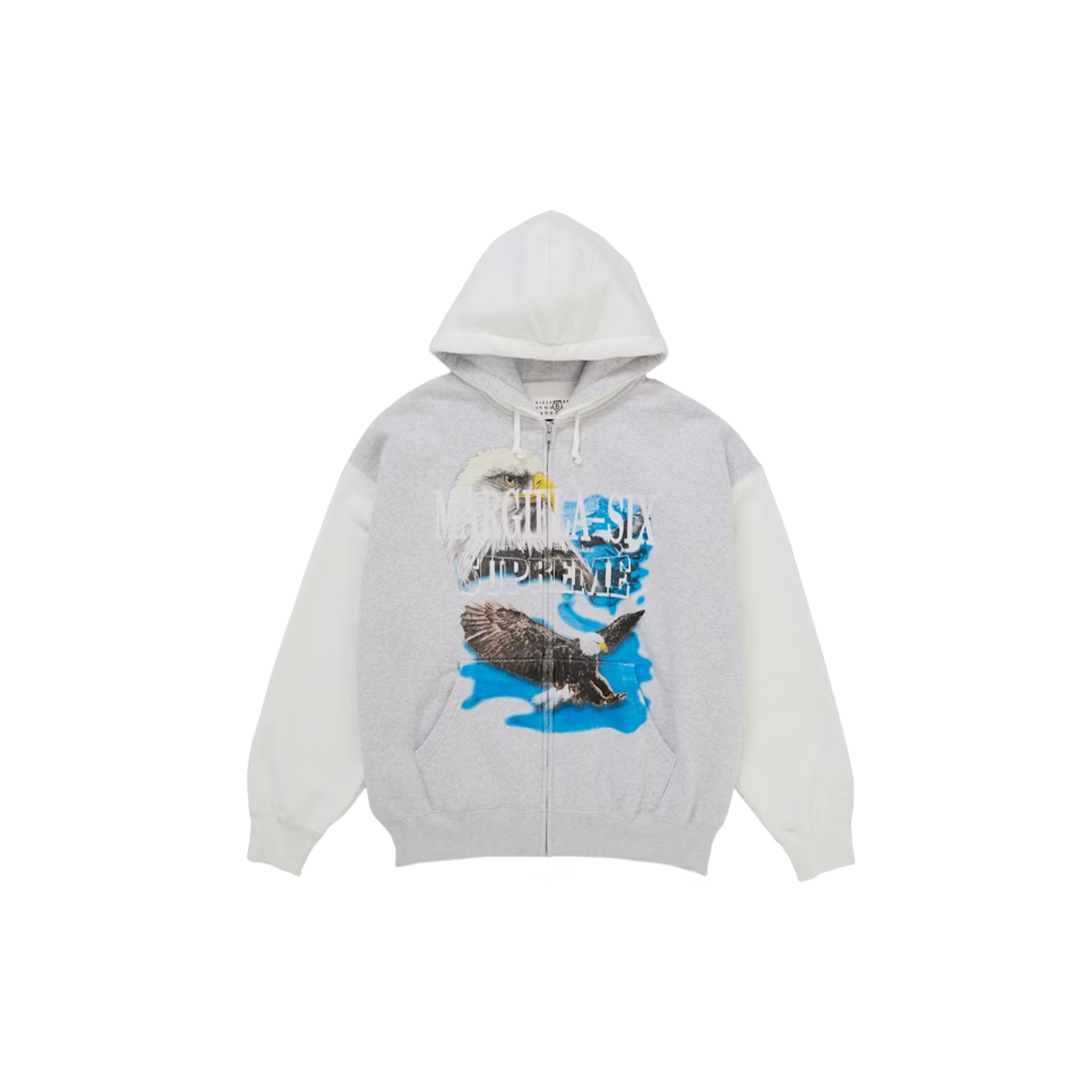 Supreme MM6 Maison Margiela Eagle Zip Up Hooded Sweatshirt - White Supreme MM6 Maison Margiela Eagle Zip Up Hooded Sweatshirt - White