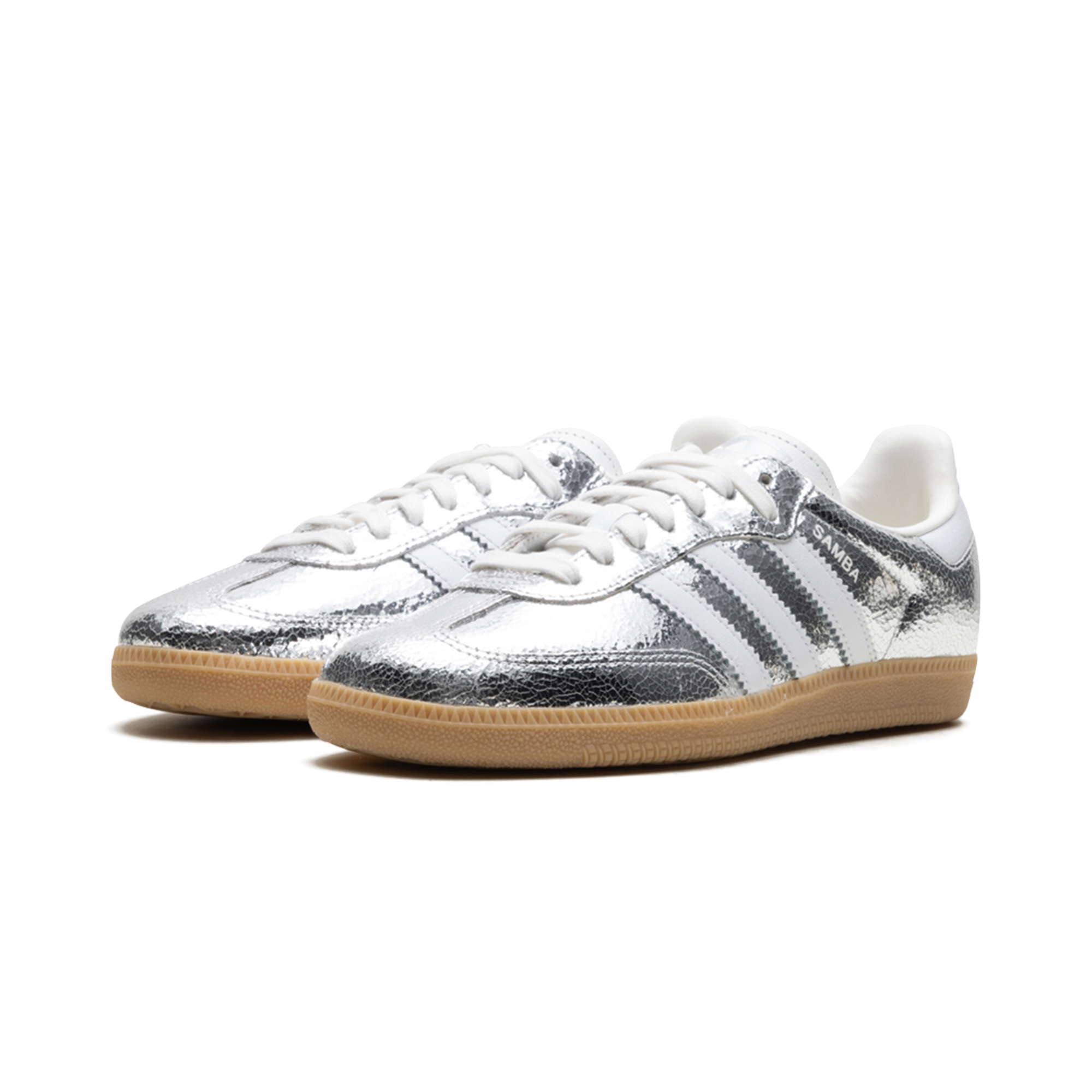 Adidas Samba OG - Silver Metallic Cracked Leather