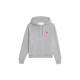 Ami Paris Small Red Ami De Coeur Hoodie - Heather Grey