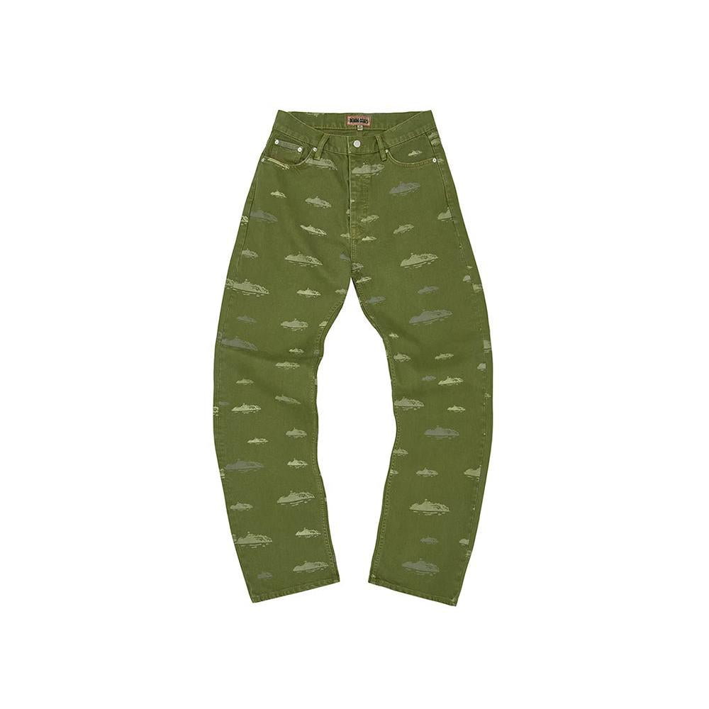 Corteiz Alcatraz Pattern Denim Jeans - Khaki