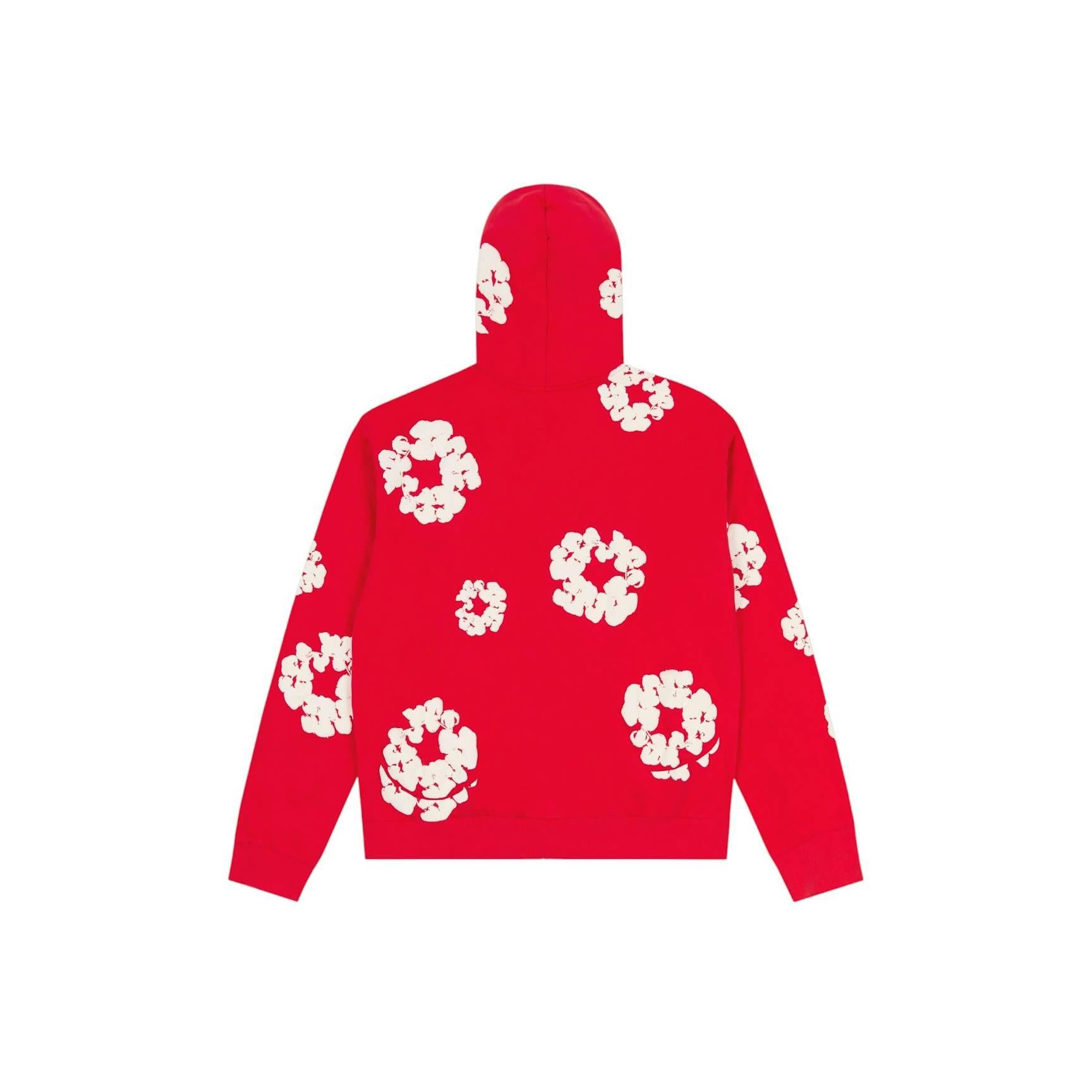 Denim Tears Cotton Wreath Zip Hoodie - Red