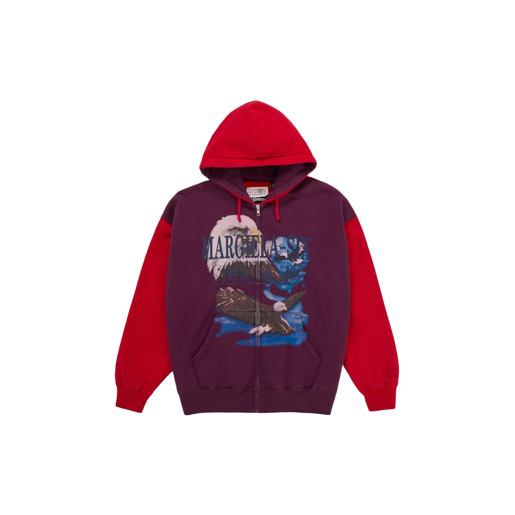 トップス supreme MM6 Eagle Hooded Sweatshirt Supreme MM6 Maison Margiela Eagle Zip Up Hooded Sweatshirt - Red