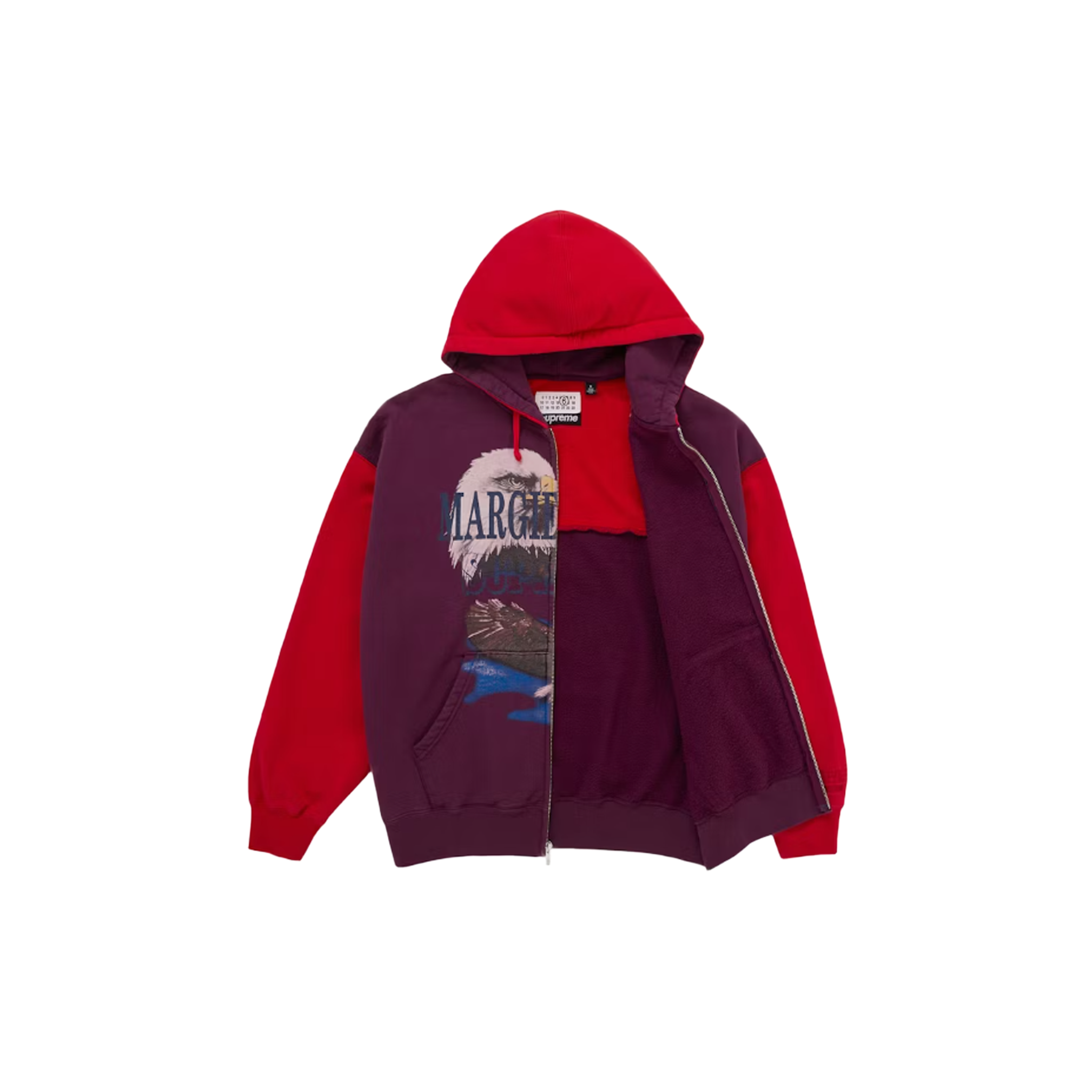 Supreme MM6 Maison Margiela Eagle Zip Up Hooded Sweatshirt - Red Supreme MM6 Maison Margiela Eagle Zip Up Hooded Sweatshirt - Red