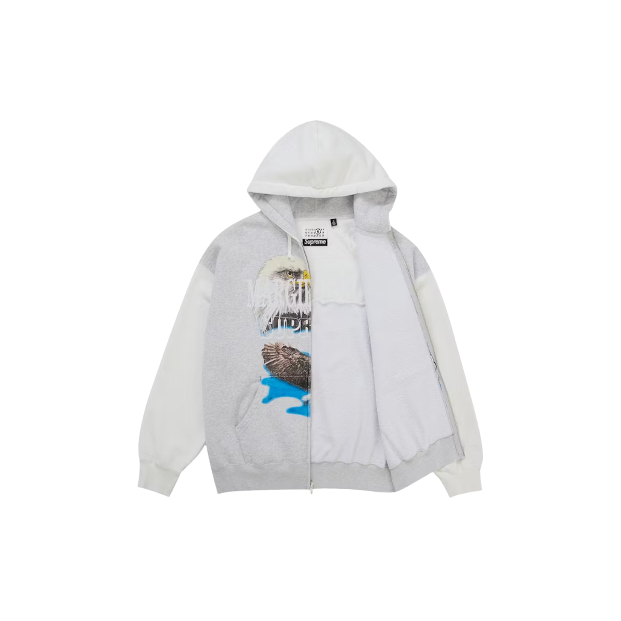 Supreme MM6 Maison Margiela Eagle Zip Up Hooded Sweatshirt - White
